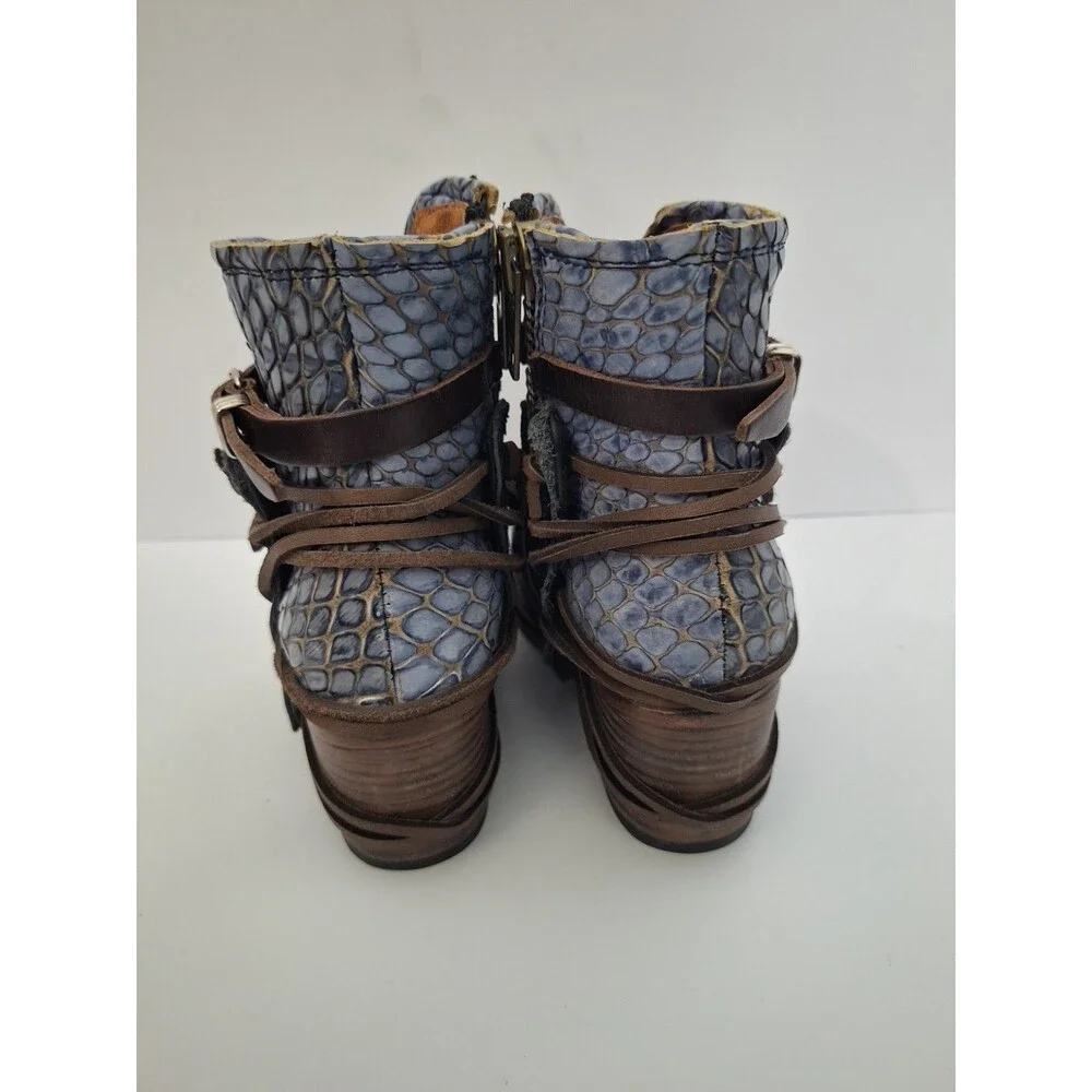 Freebird By Steven 'CRUE' Black Ankle Leather Boots Women's Sz 8 Biker Grunge